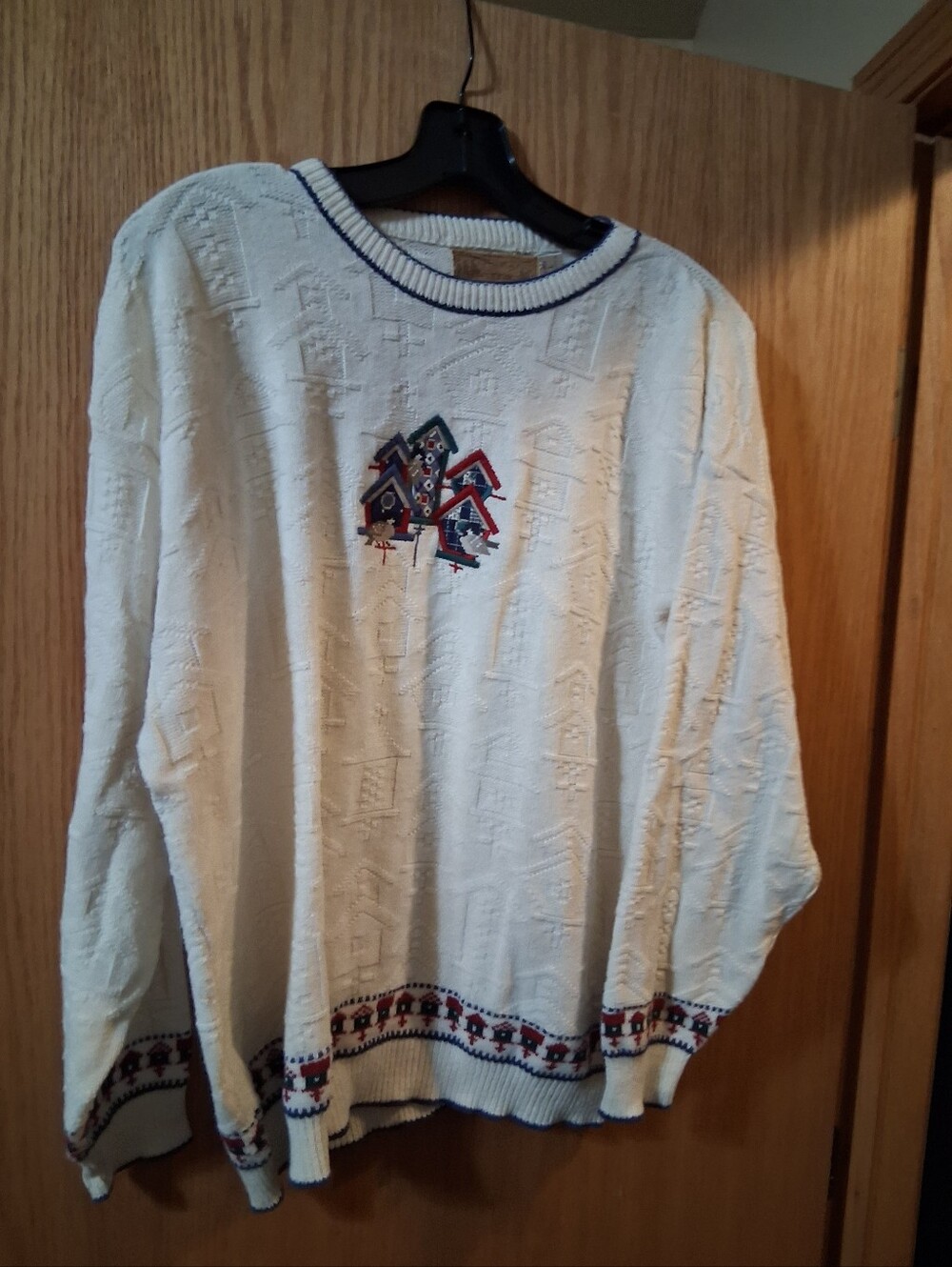 vintage Shenandoah knit long sleeve sweater, embroidered Birdhouse Floral